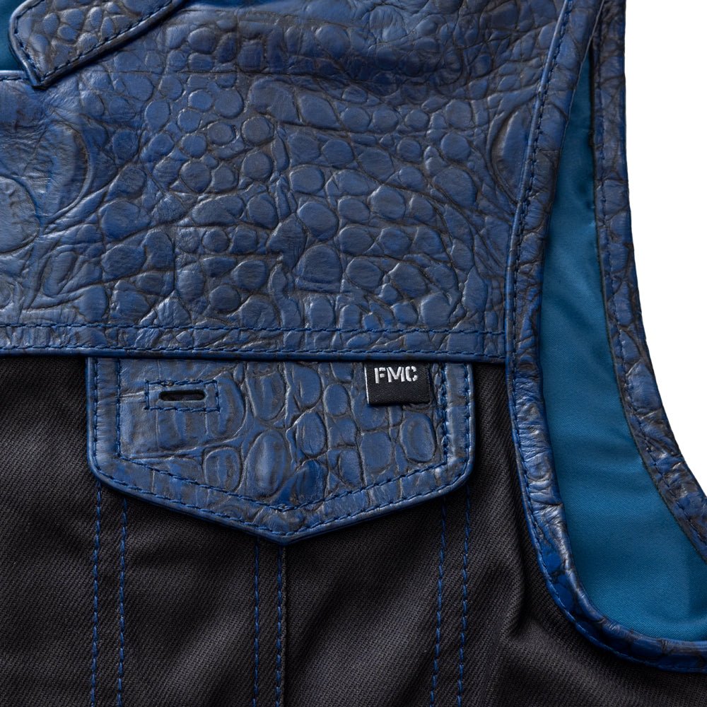 Horntail - Men's Leather/Denim Motorcycle Vest Factory Customs First Manufacturing Company