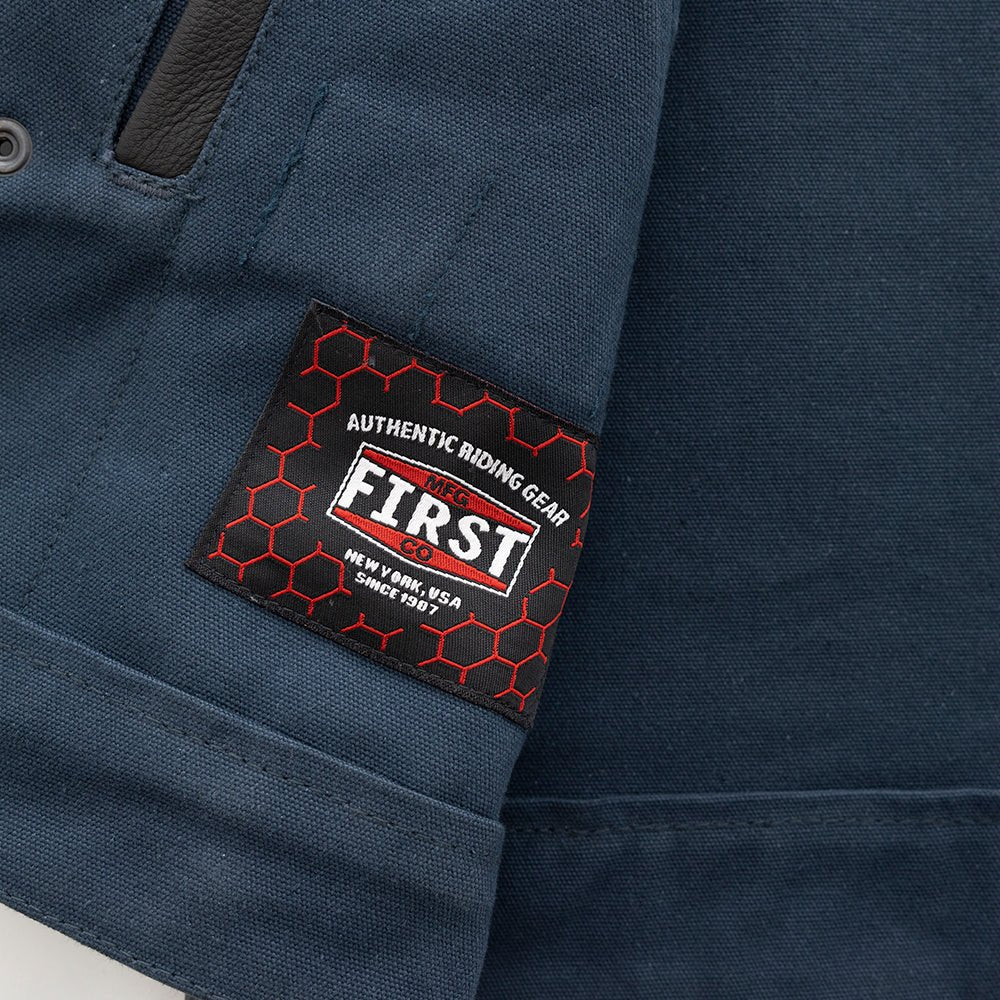 Hunt Club Motorcycle Leather Canvas Vest Blue Men's Canvas Vests Vests