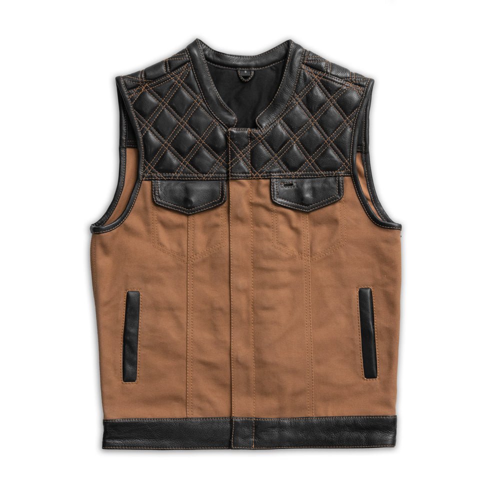 Hunt Club Motorcycle Leather Canvas Vest Men's Canvas Vests Vests Canvas Black Brown S