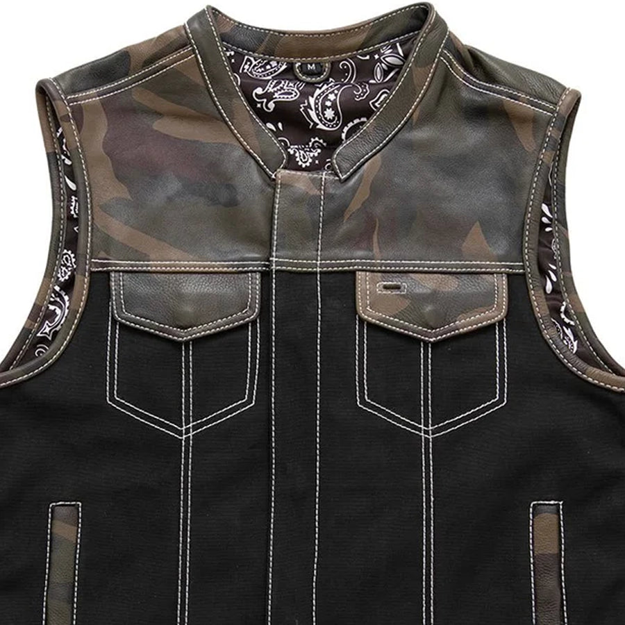 Infantry Motorcycle Leather Canvas Vest Factory Customs First Manufacturing Company