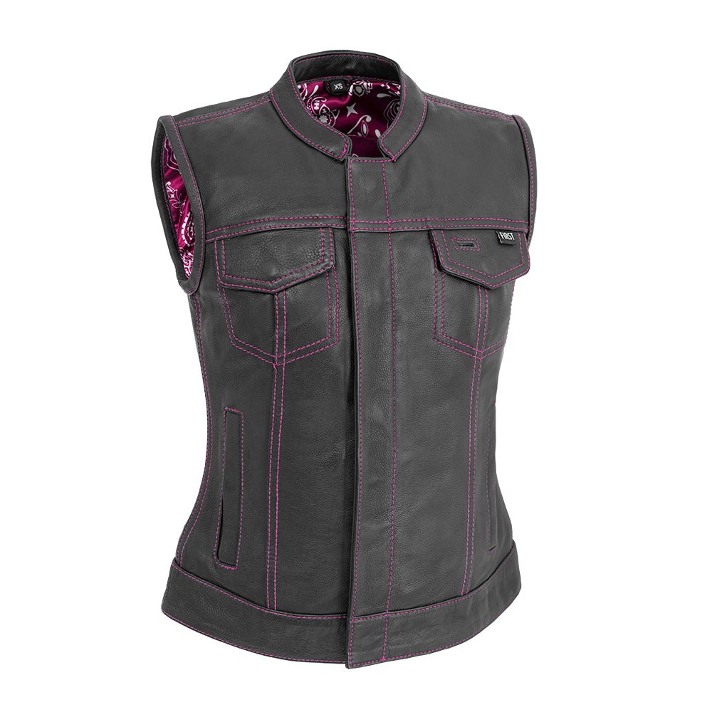 Jessica Women's Motorcycle Leather Vest - Pink - Limited Edition Women's Leather Vest Vests XS
