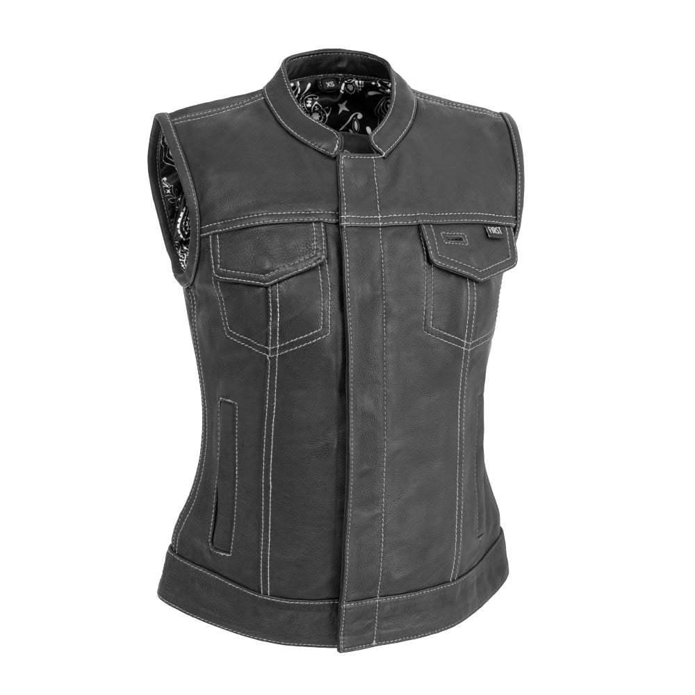Jessica Women's Motorcycle Leather Vest - White - Limited Edition Women's Leather Vest Vests XS