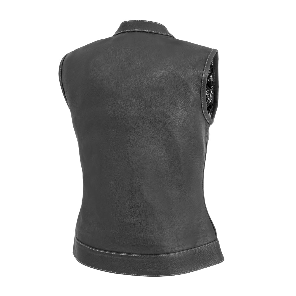 Jessica Women's Motorcycle Leather Vest - White - Limited Edition Women's Leather Vest Vests