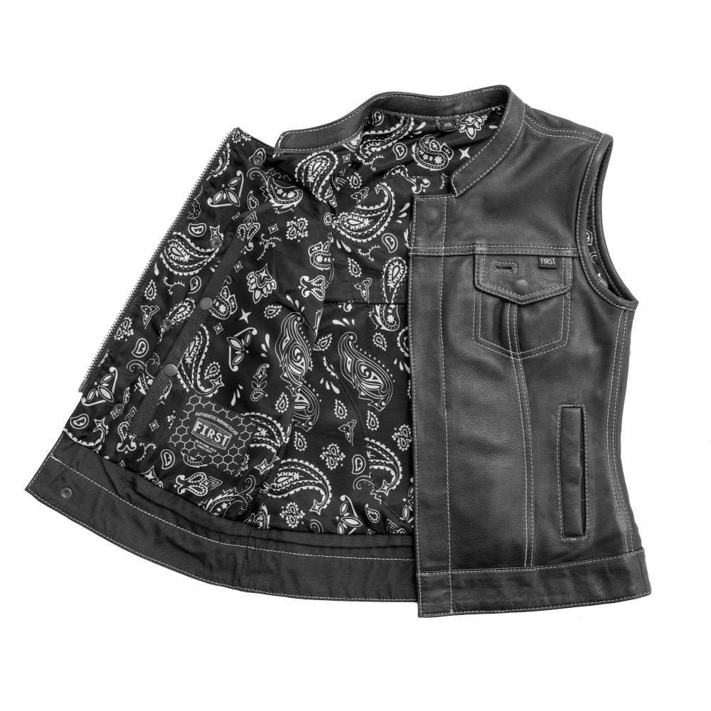 Jessica Women's Motorcycle Leather Vest - White - Limited Edition Women's Leather Vest Vests