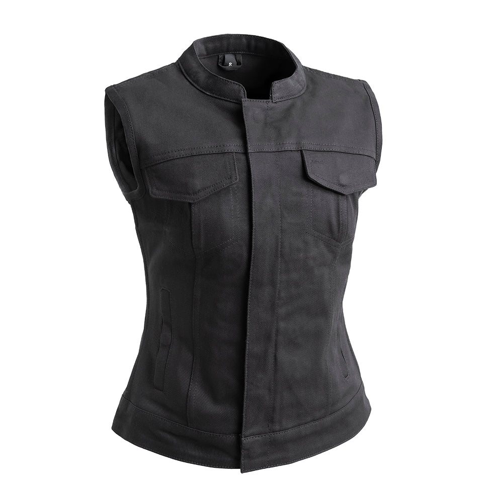 Lexy Women's Motorcycle Twill Vest Women's Twill Vest Vests Black XS