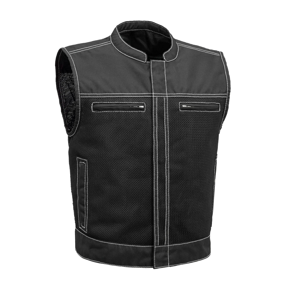 Lowrider Moto Mesh Men's Motorcycle Vest Men's Moto Mesh Vest Vests Black White S