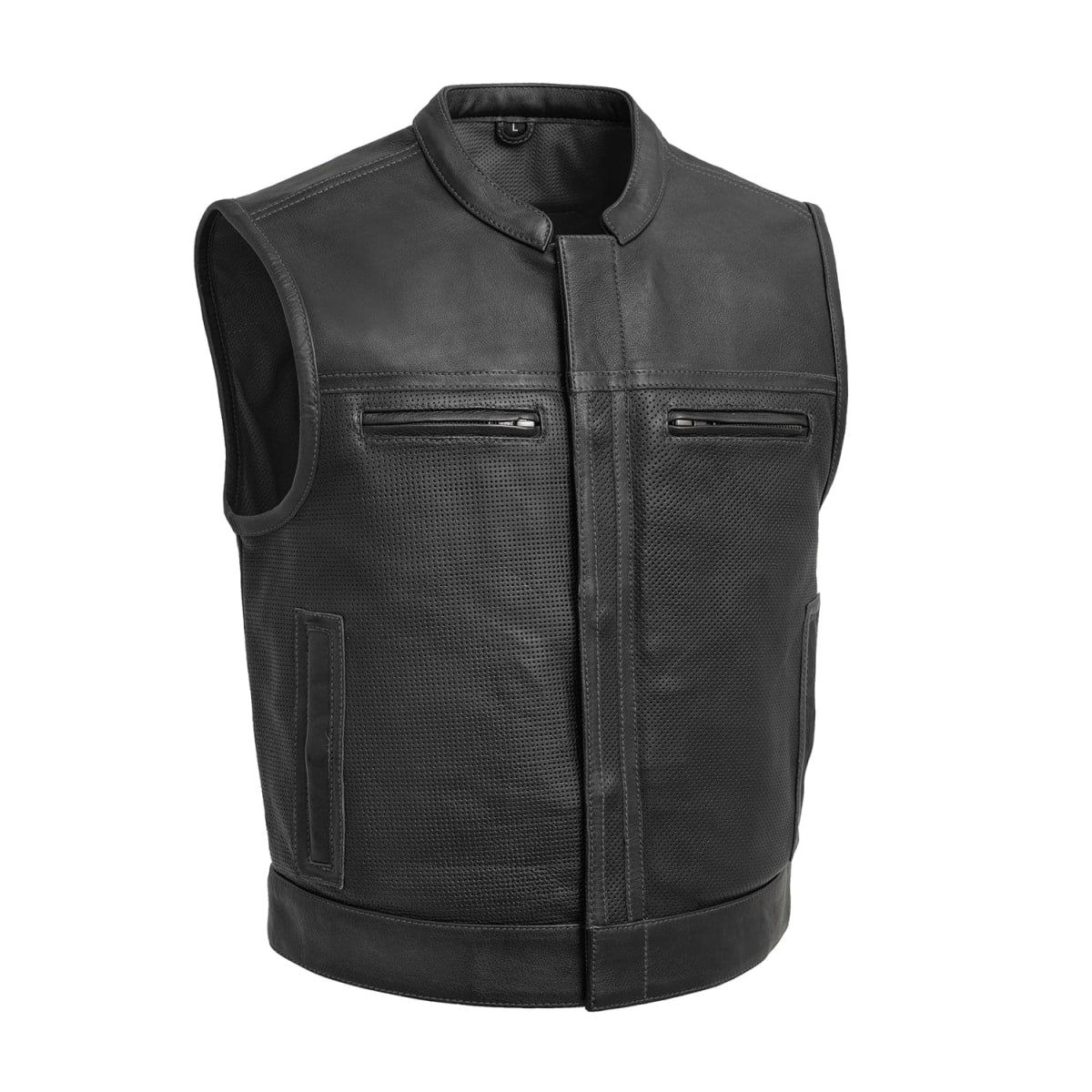 Lowrider Perforated Men's Leather Vest Men's Perforated Leather Vest Vests Black S