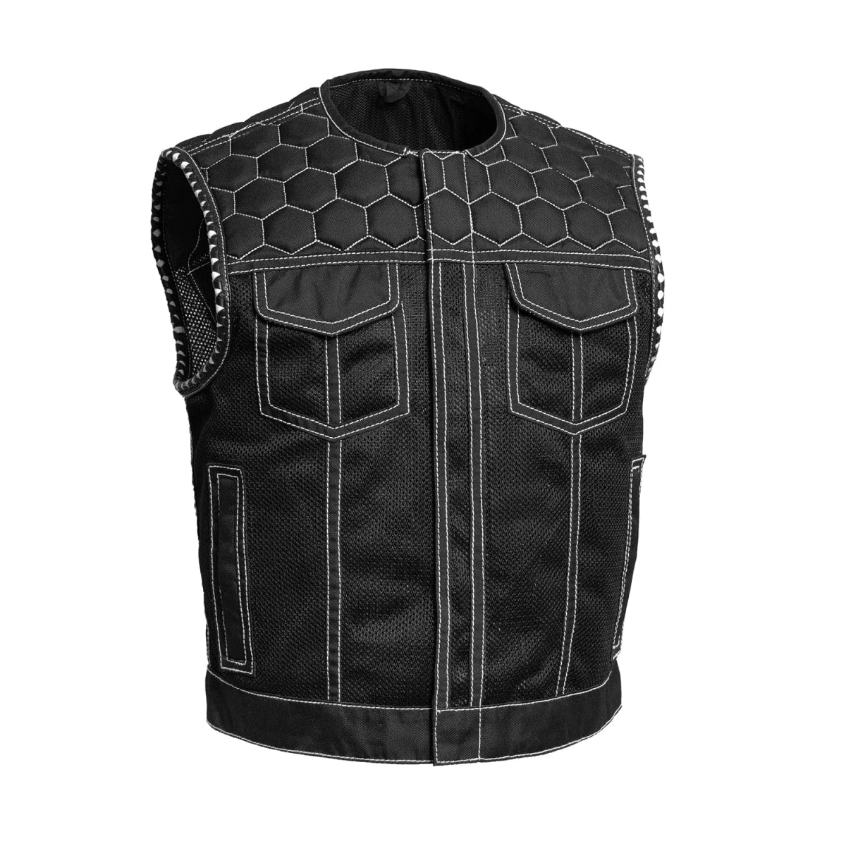 Lowside Hornet Moto Mesh Men's Club Style Vest Men's Moto Mesh Vest Vests Black White S