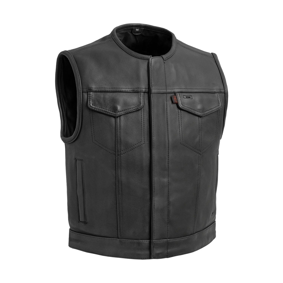 Lowside Men's Motorcycle Leather Vest Cognac Men's Leather Vest Vests