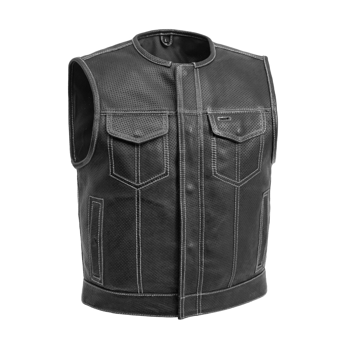 Lowside Men's Perforated Motorcycle Leather Vest Men's Perforated Leather Vest Vests White S