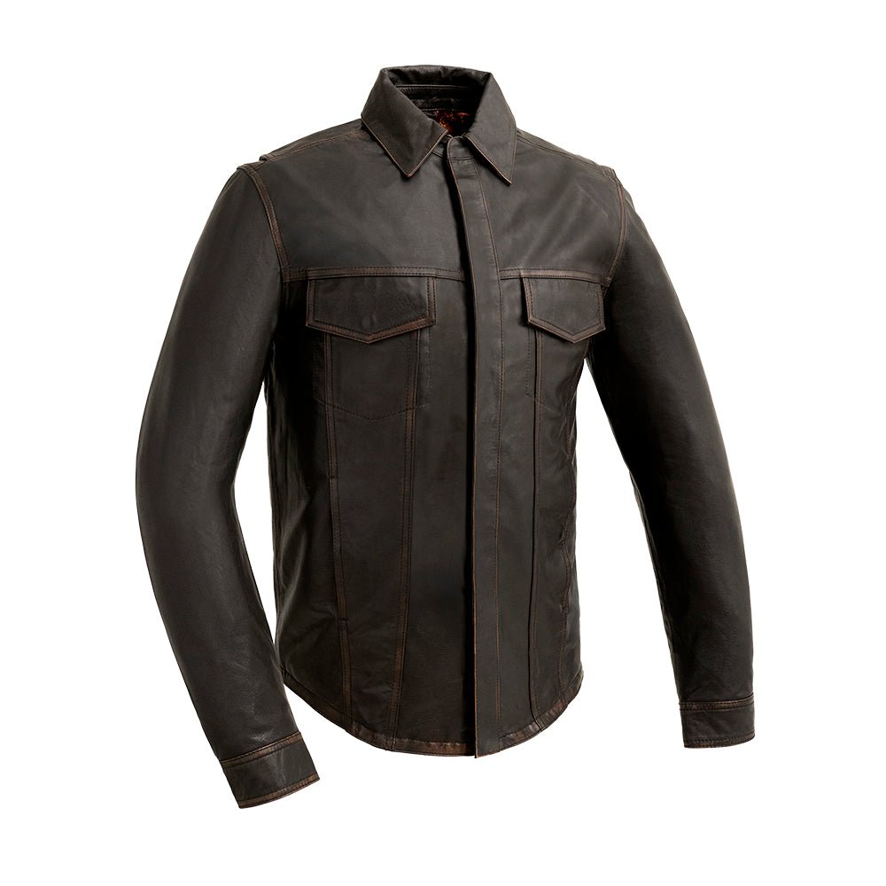 Maduro - Men's Motorcycle Leather Shirt Men's Shirt First Manufacturing Company Black Cognac S