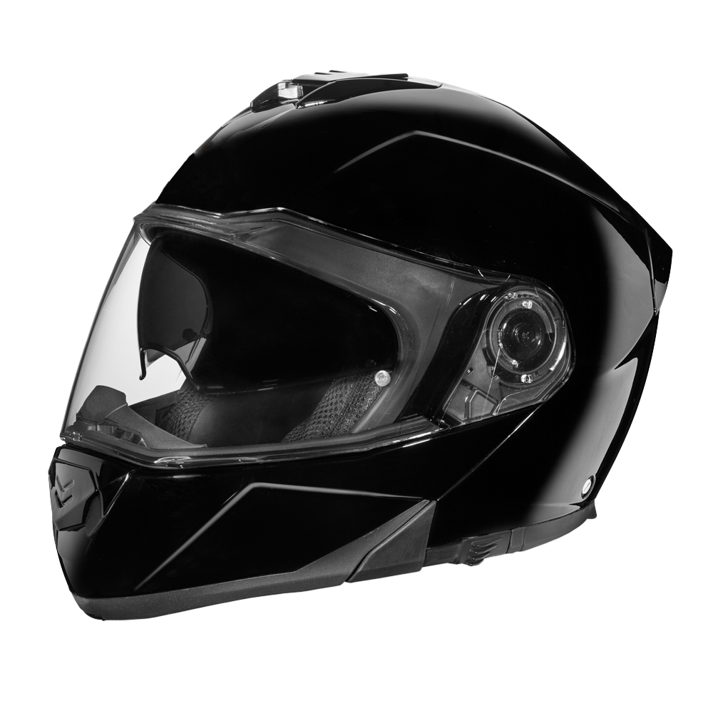 Daytona Glide Modular Motorcycle Helmet - DOT Approved, Bluetooth Ready, Dual Visor, Men/Women/Youth - Hi-Gloss Black GLIDE Daytona Helmets
