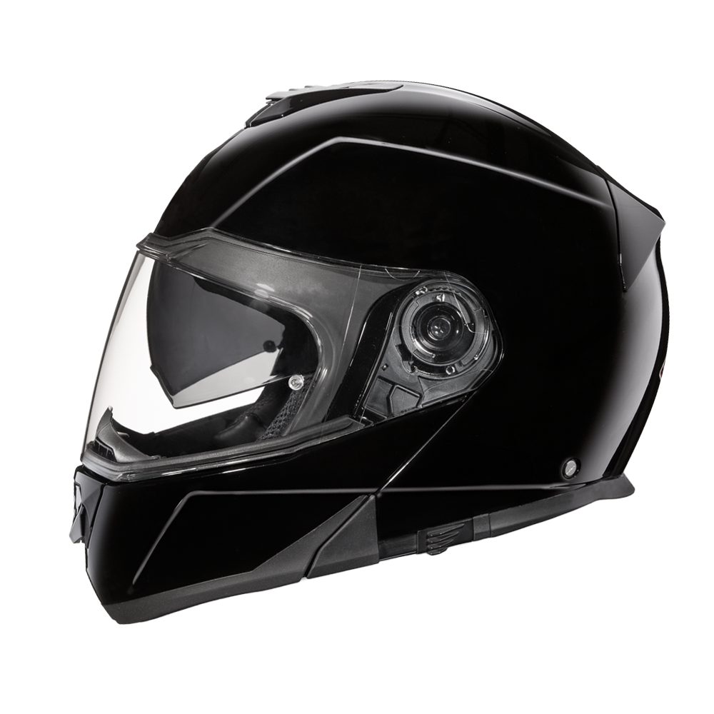 Daytona Glide Modular Motorcycle Helmet - DOT Approved, Bluetooth Ready, Dual Visor, Men/Women/Youth - Hi-Gloss Black GLIDE Daytona Helmets
