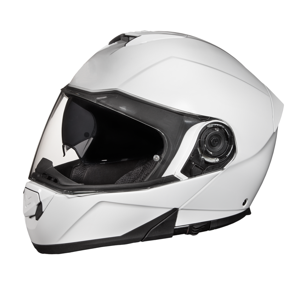 Daytona Glide Modular Motorcycle Helmet - DOT Approved, Bluetooth Ready, Dual Visor, Men/Women/Youth - Hi-Gloss White GLIDE Daytona Helmets