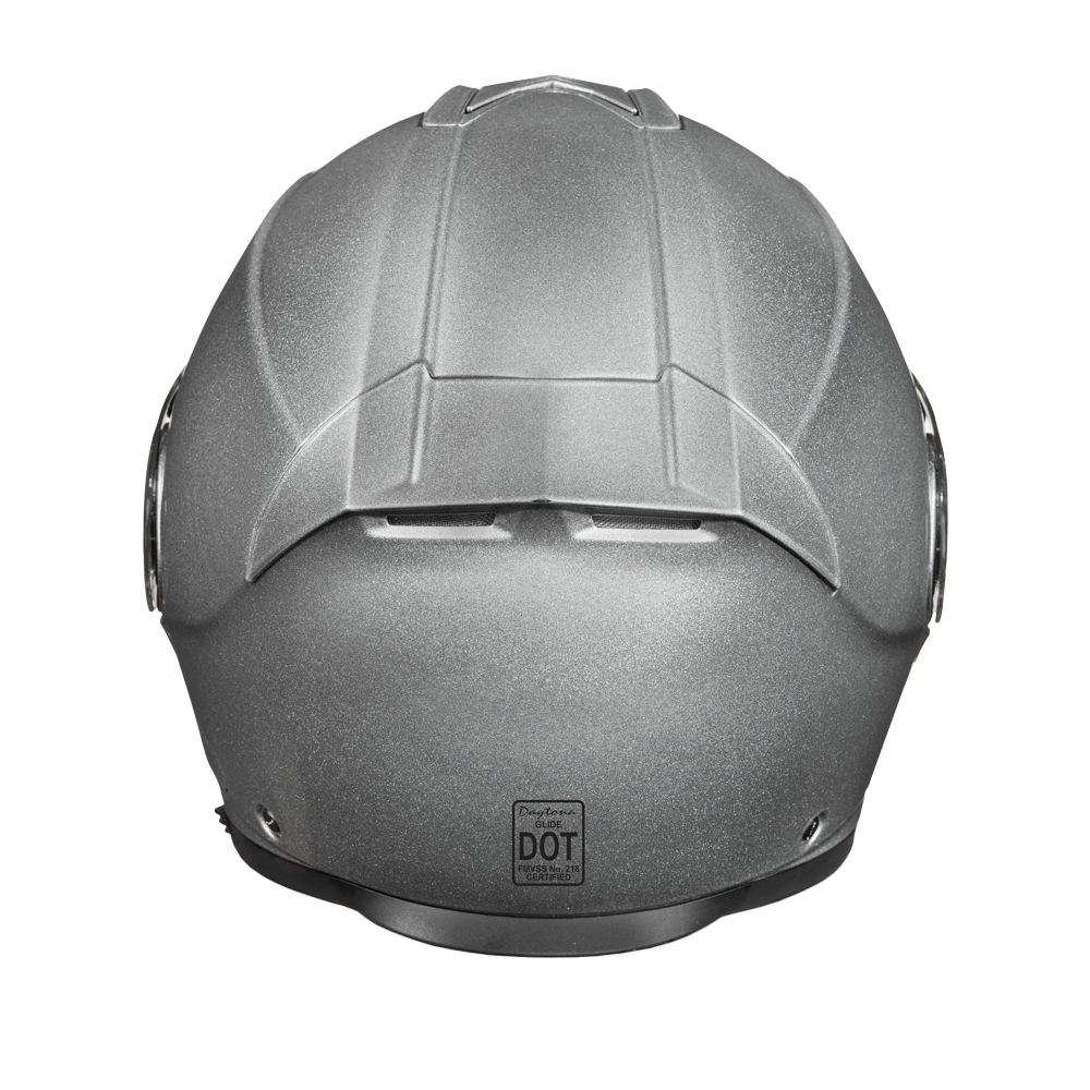 Daytona Glide Modular Motorcycle Helmet - DOT Approved, Bluetooth Ready, Dual Visor, Men/Women/Youth- Silver Metallic GLIDE Daytona Helmets