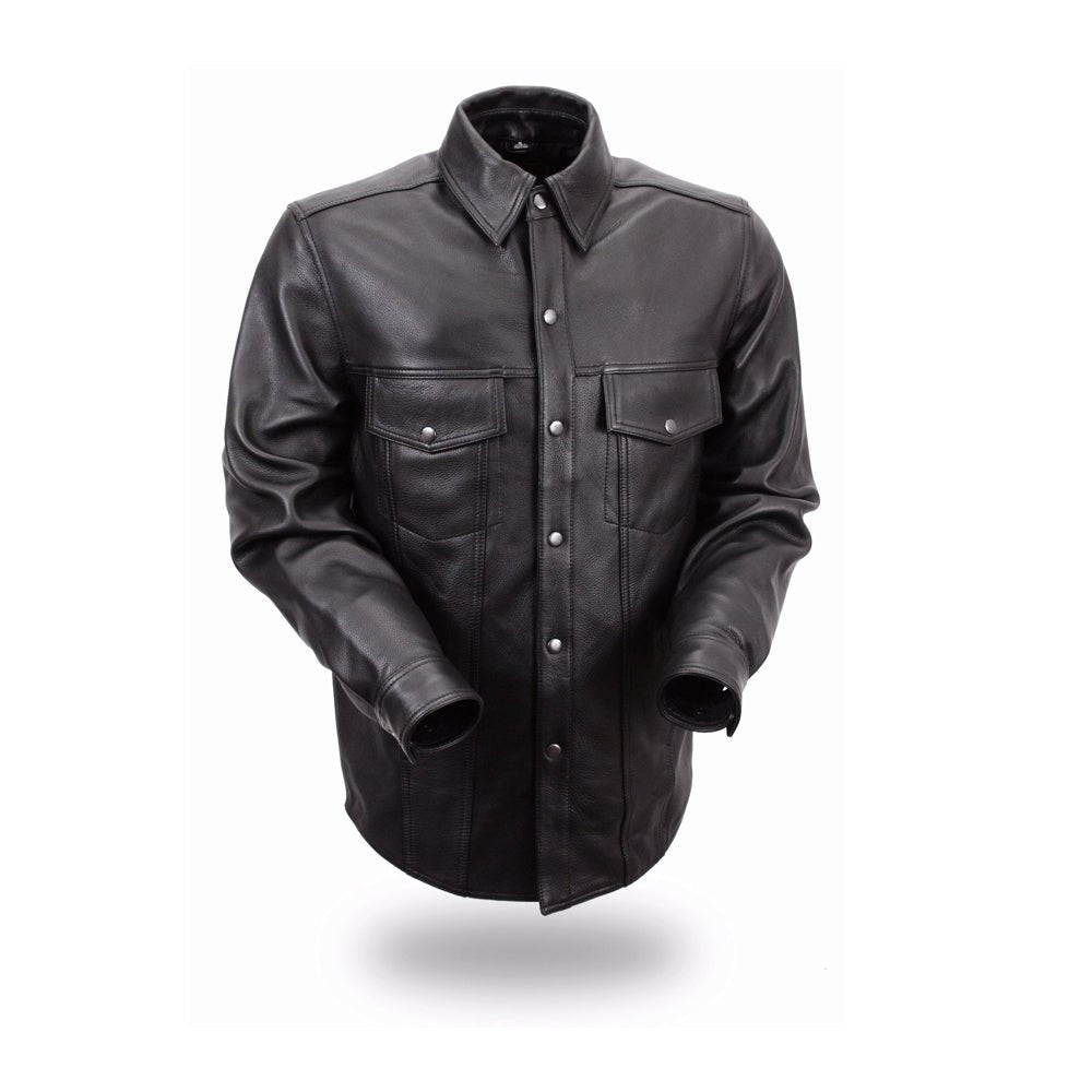 Milestone - Men's Leather Motorcycle Shirt Men's Shirt First Manufacturing Company Black S