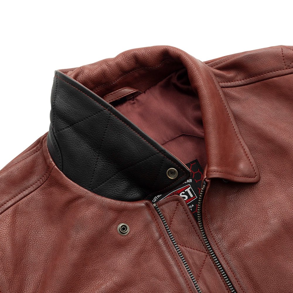 Moto Bomber - Men's Leather Jacket Cognac and Oxblood Men's Leather Jacket Jackets