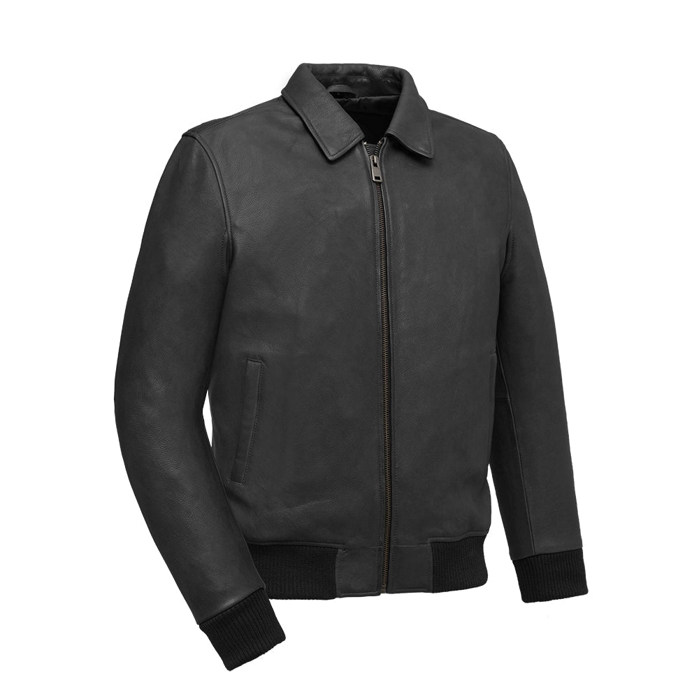 Moto Bomber - Men's Leather Jacket Men's Leather Jacket Jackets Black S