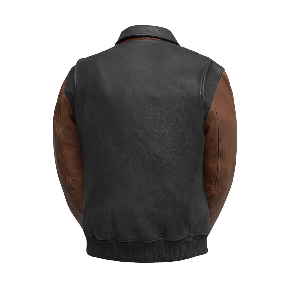 Moto Bomber Two Tone - Men's Leather Jacket Cognac Men's Leather Jacket Jackets