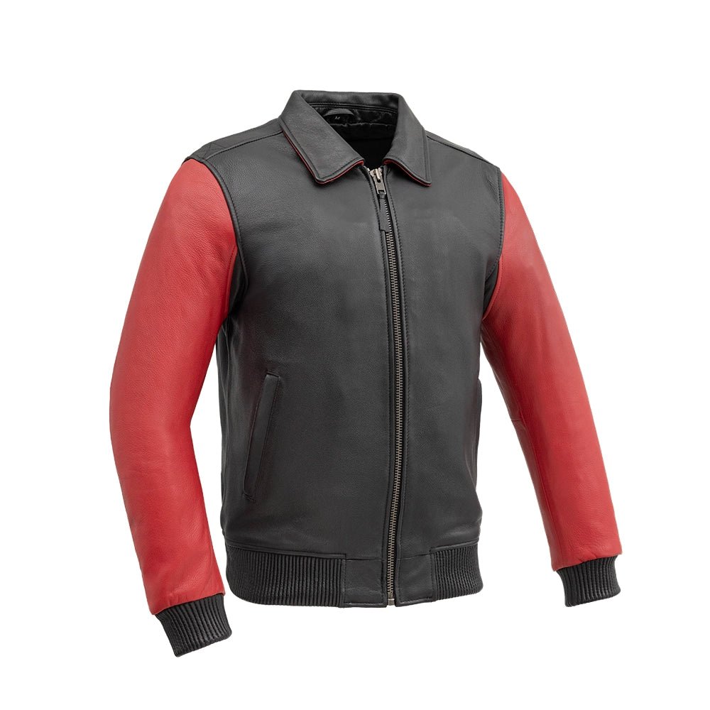 Moto Bomber Two Tone Men s Leather Jacket