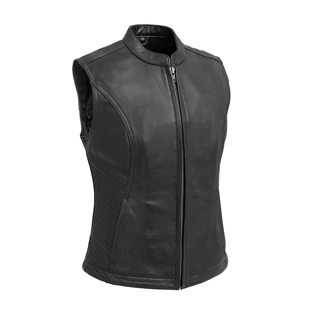 Nina Women's Motorcycle Leather Vest Women's Leather Vest Vests Black XS