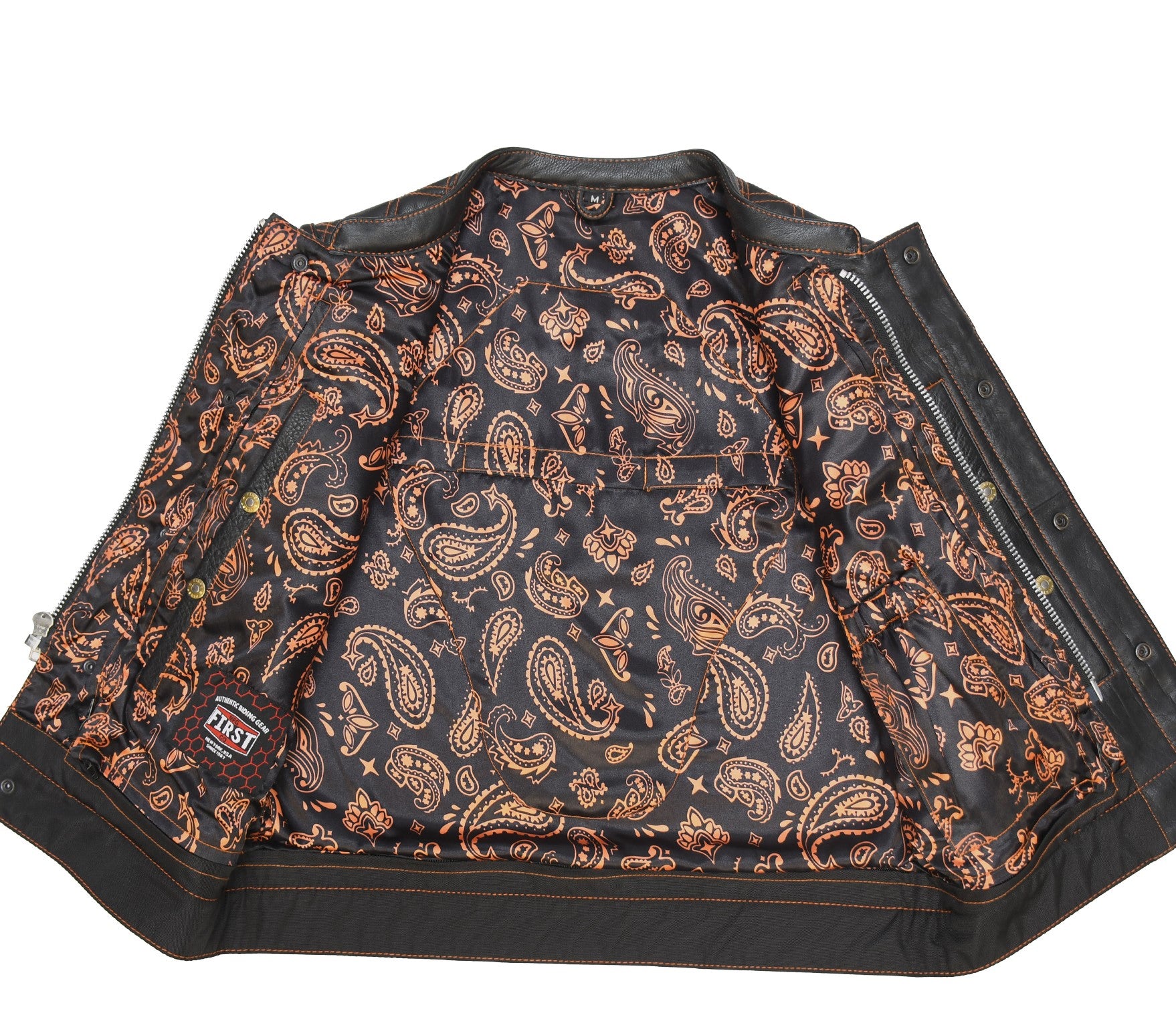 Upside Men's Club Style Leather Vest Orange and Green Men's Leather Vest Vests