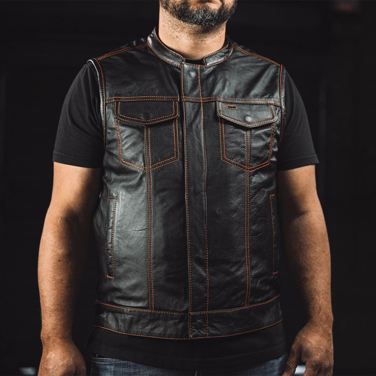 The Cut Men's Motorcycle Leather Vest, Multiple Color Options Men's Leather Vest Vests