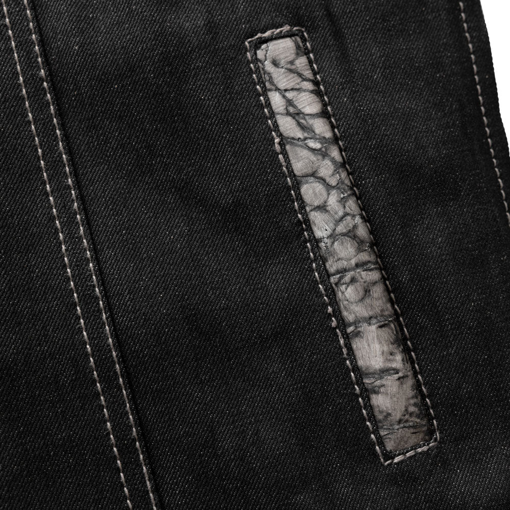 Placid - Men's Leather/Denim Motorcycle Vest - Limited Edition Factory Customs First Manufacturing Company