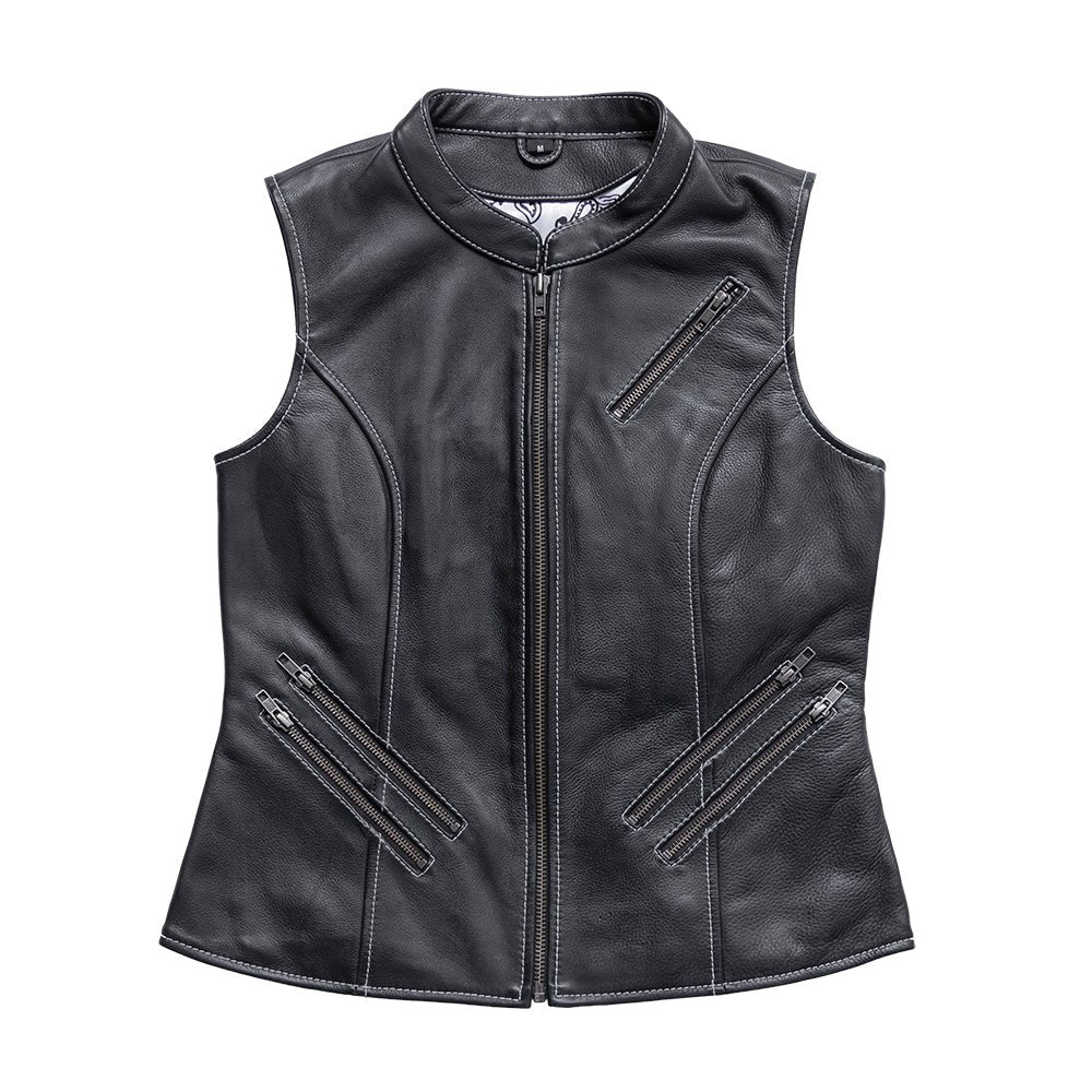 Quinn Women's Club Style Leather Vest - Limited Edition Factory Customs First Manufacturing Company S