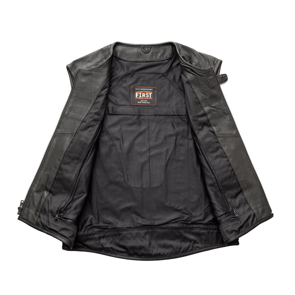 Raceway - Men's Motorcycle Perforated Leather Vest Men's Perforated Leather Vest Vests