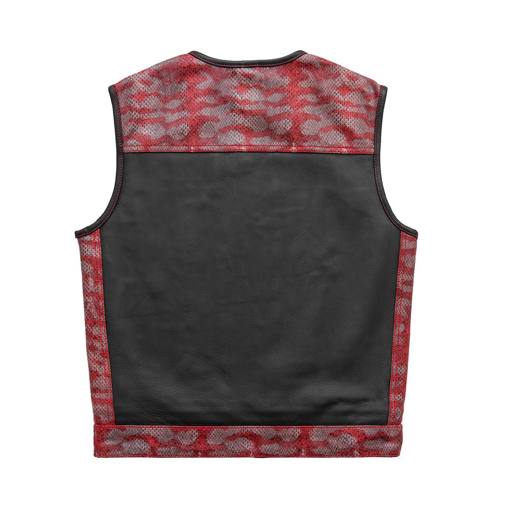 Red Racer - Men's Euro Style Leather Motorcycle Vest - Limited Edition Factory Customs First Manufacturing Company