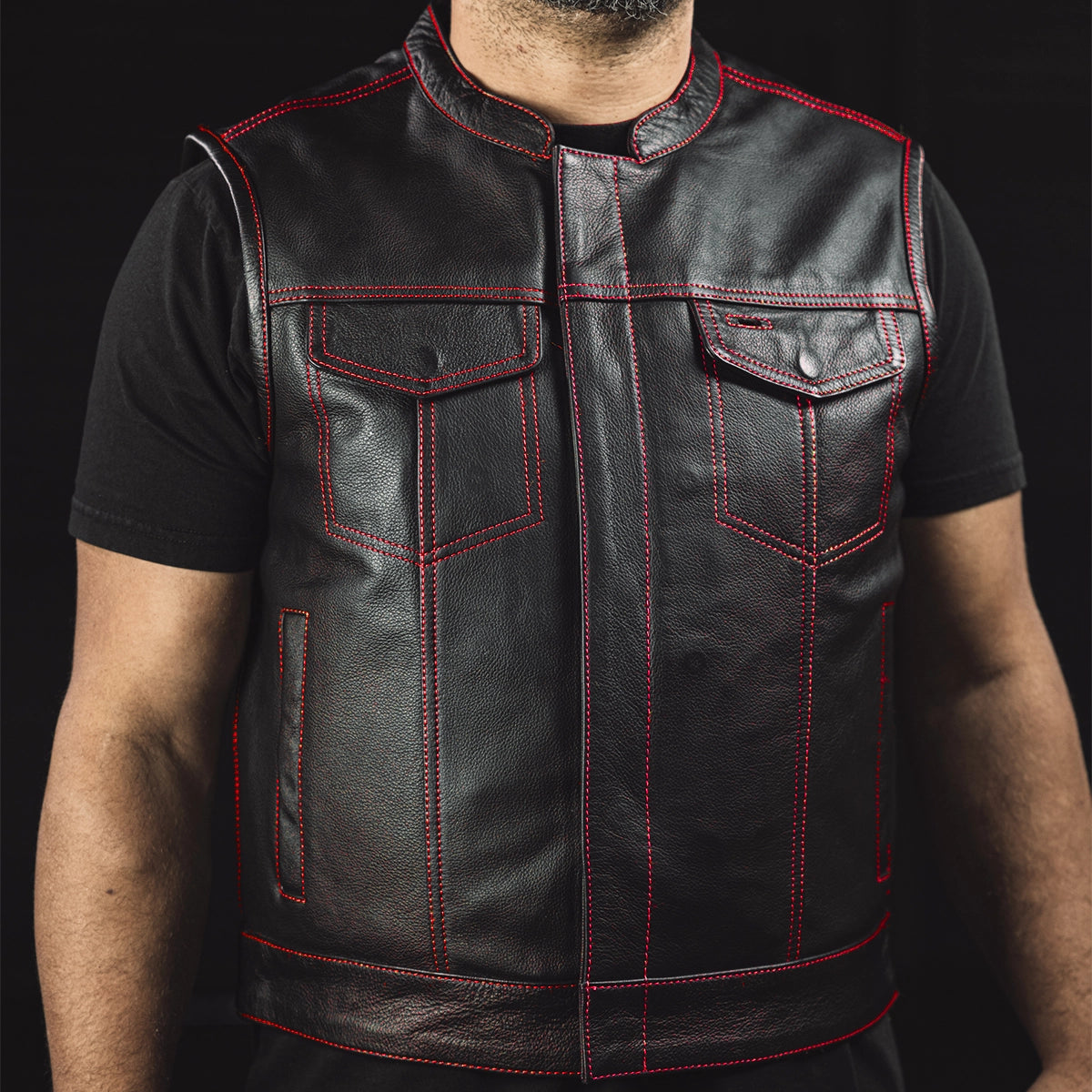 The Club Cut Men's Motorcycle Leather Vest, Multiple Color Options Men's Leather Vest Vests