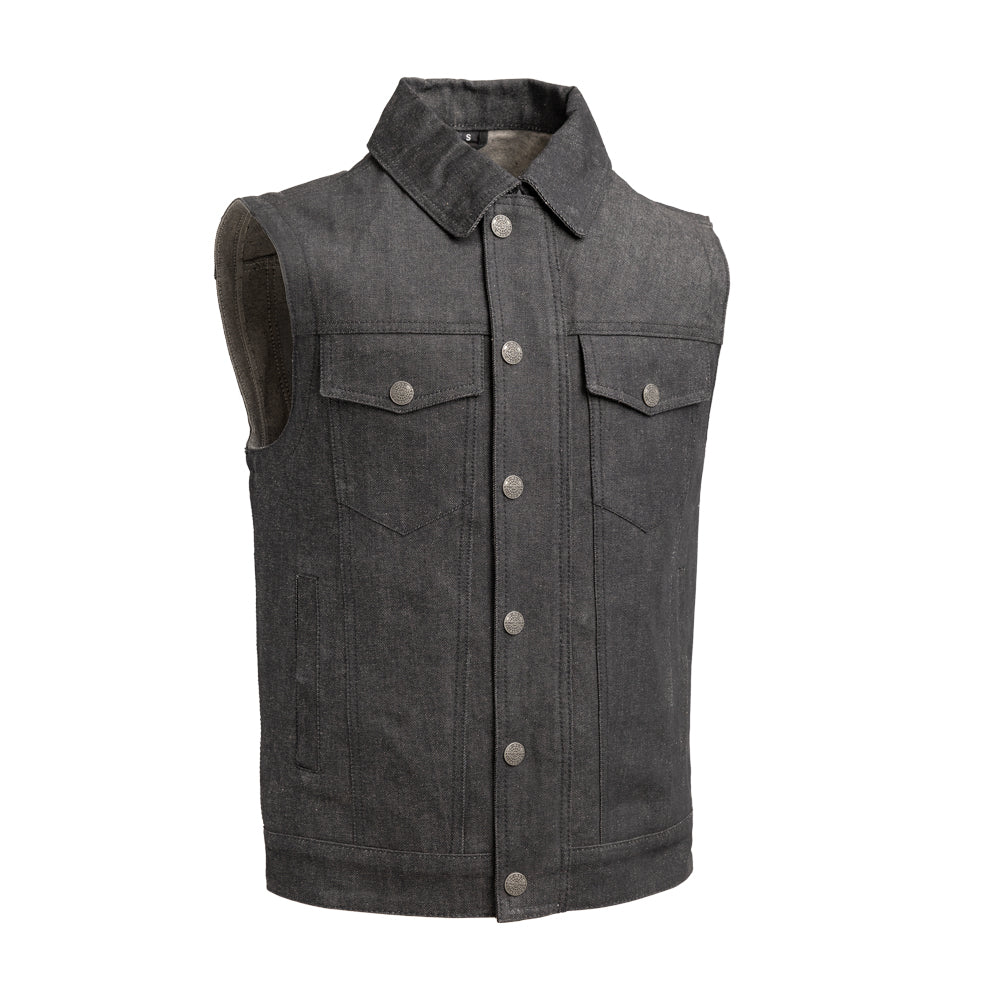 Rook - Vest Only - Men's Motorcycle Denim Vest Men's Denim Vest Vests Grey XS
