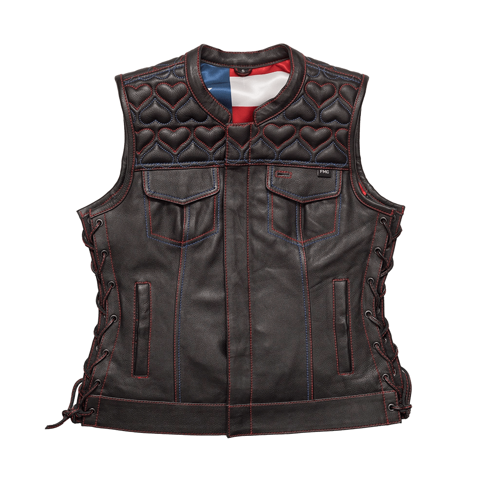 Rosie Women’s Motorcycle Leather Vest Women's Leather Vest Vests Black XS