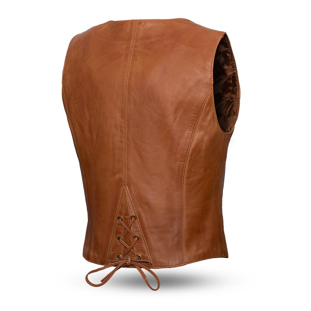 Savannah Women's Western Style Motorcycle Leather Vest Whiskey Women's Leather Vest Vests