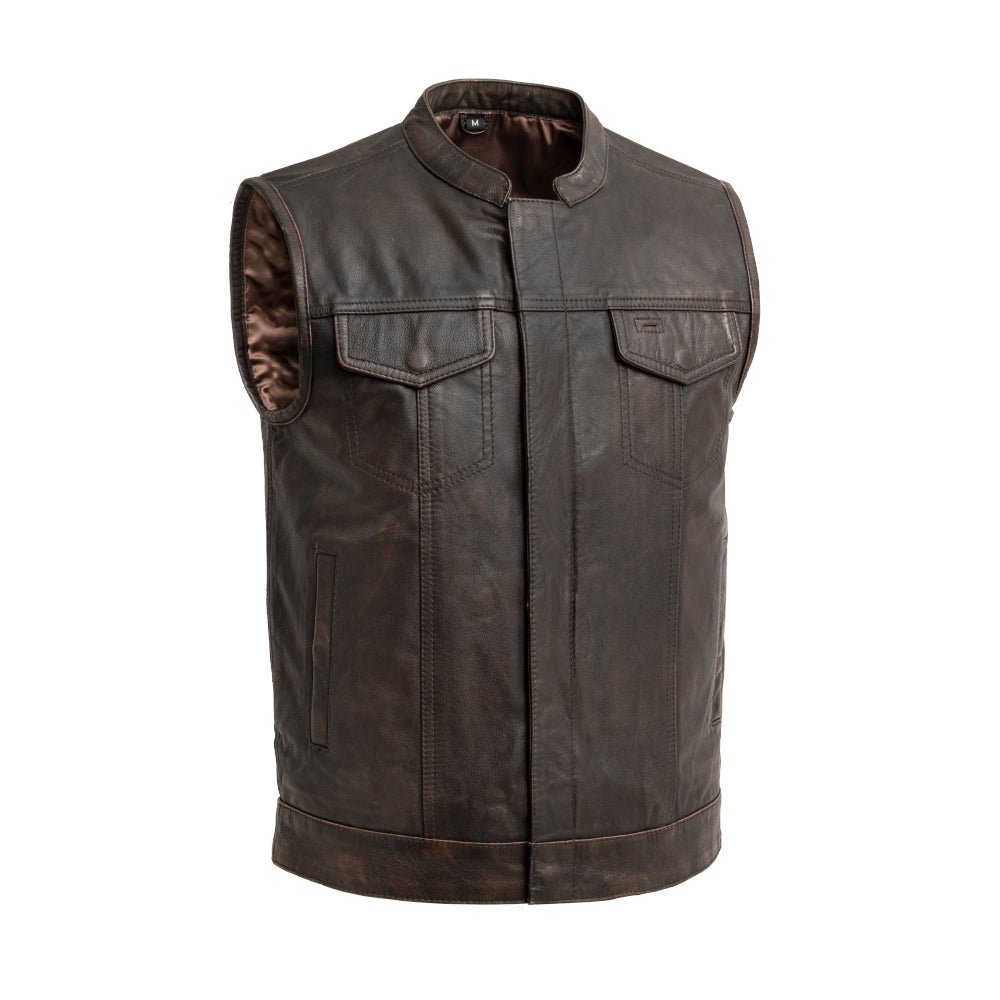 Sharp Shooter Men's Motorcycle Leather Vest Men's Leather Vest Vests Brown S