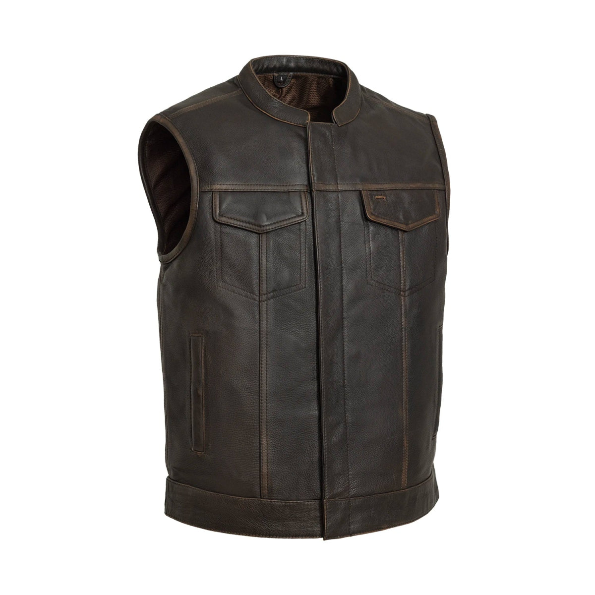 Sharp Shooter Men's Motorcycle Leather Vest Men's Leather Vest Vests Brown Beige S