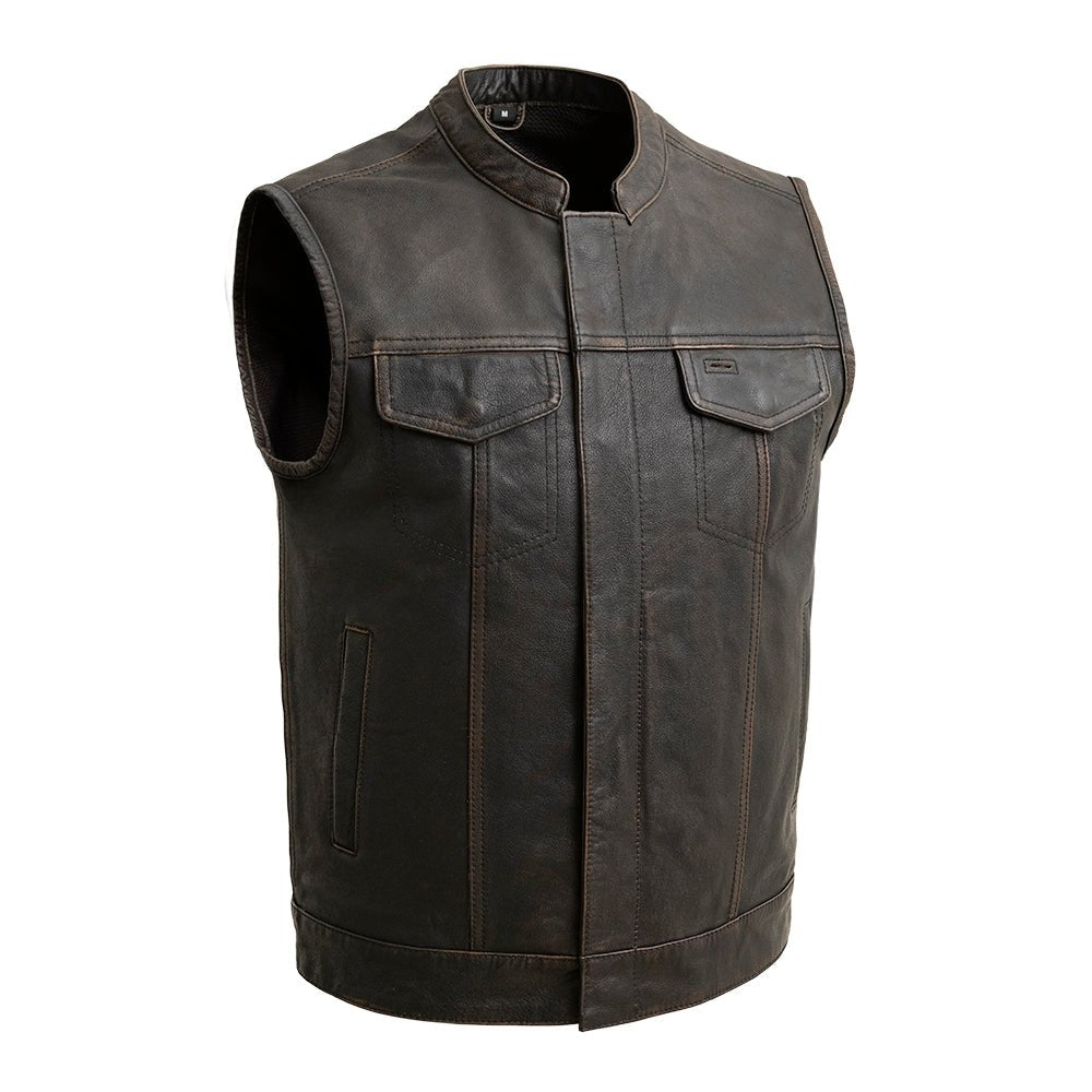 Sharp Shooter Men's Motorcycle Leather Vest Men's Leather Vest Vests Black Olive S