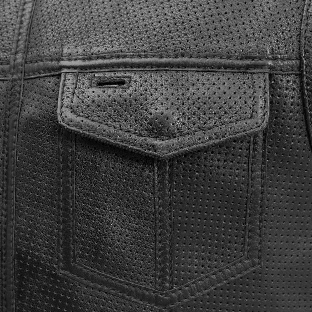 Sharp Shooter Perforated Men's Motorcycle Leather Vest Men's Perforated Leather Vest Vests