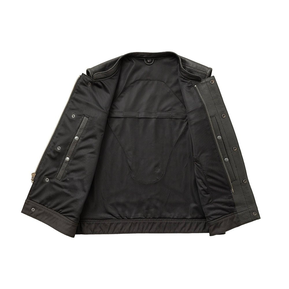 Sharp Shooter Perforated Men's Motorcycle Leather Vest Men's Perforated Leather Vest Vests