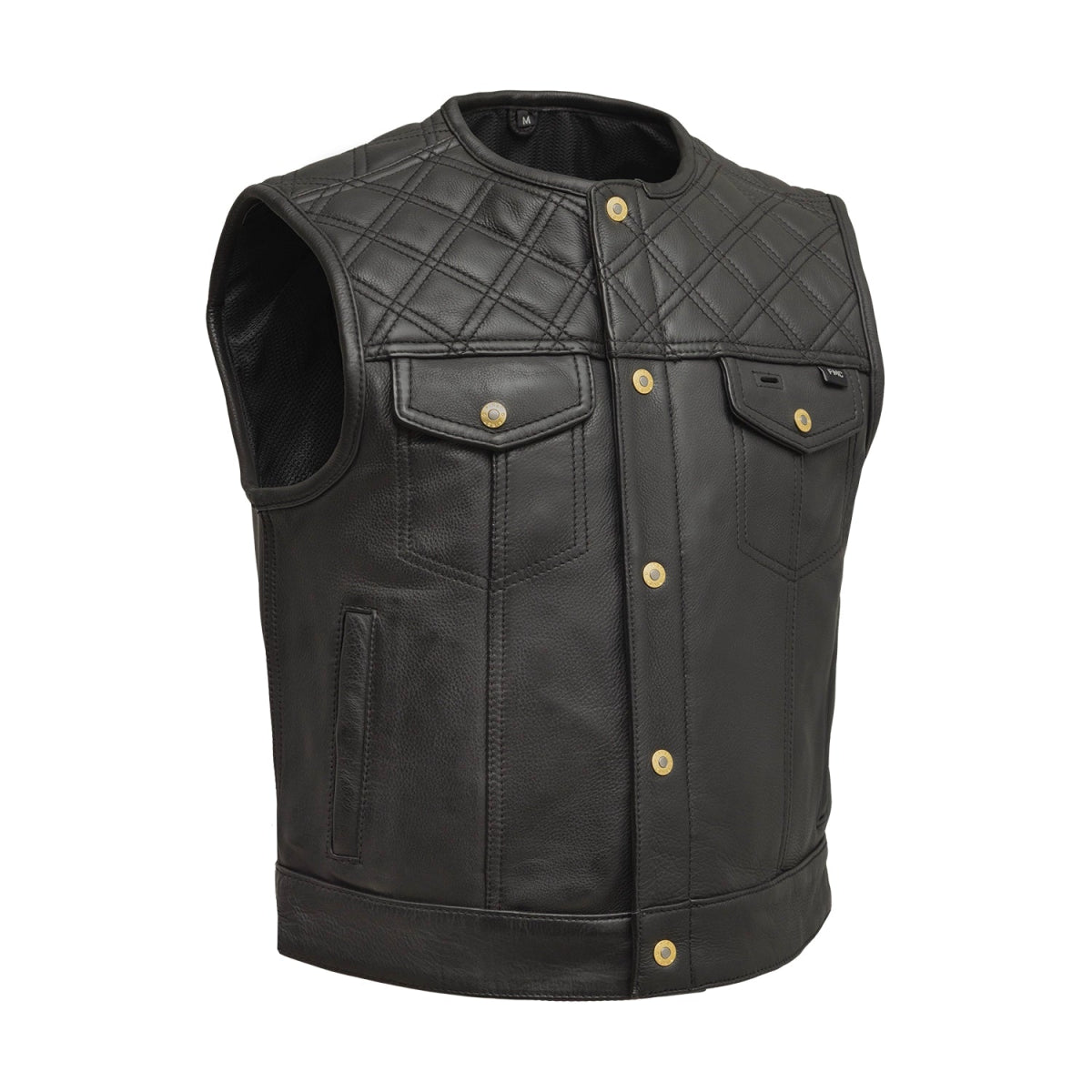 Shell Shock Men's Motorcycle Leather Vest (limited edition) Men's Leather Vest Vests Black S