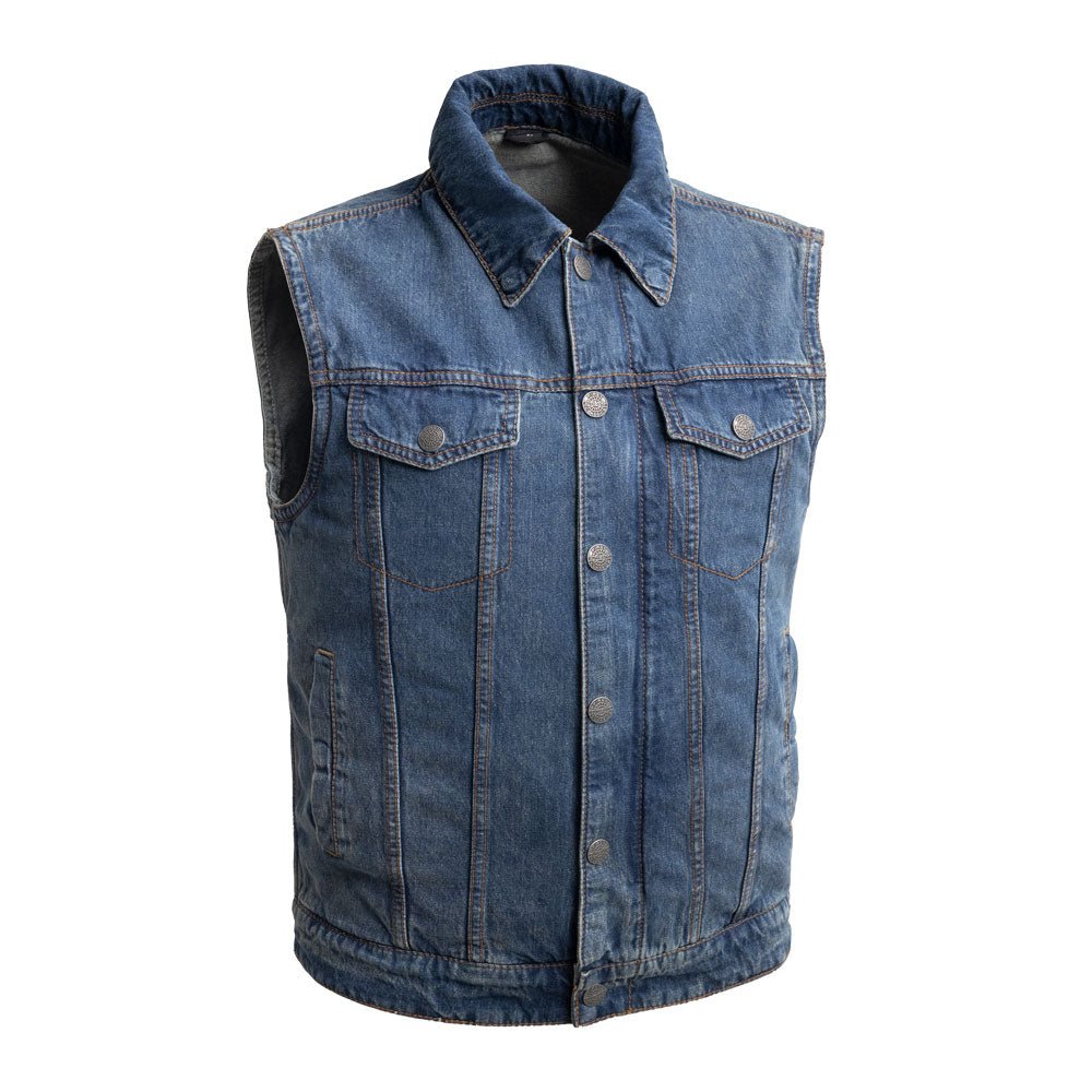 Mens jean jacket vest hotsell