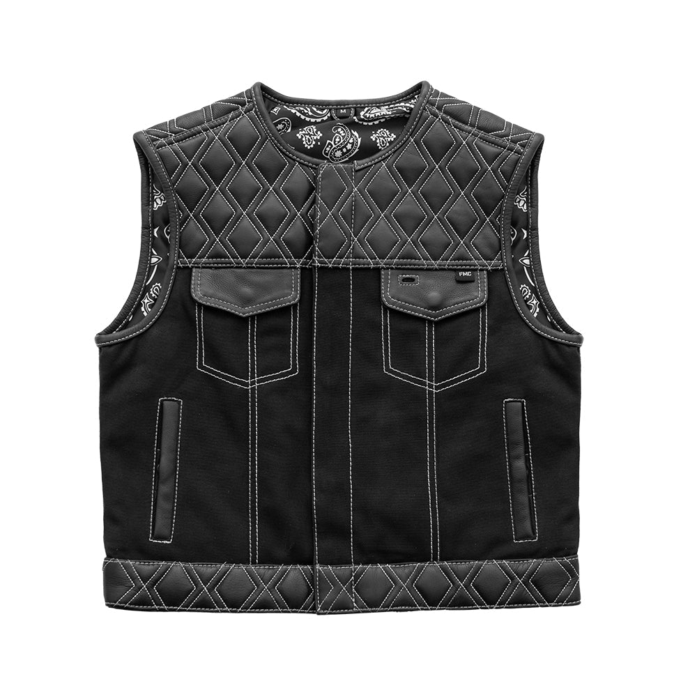 Stinger - Men's Club Style Leather/Canvas Vest (Limited Edition) Factory Customs First Manufacturing Company S