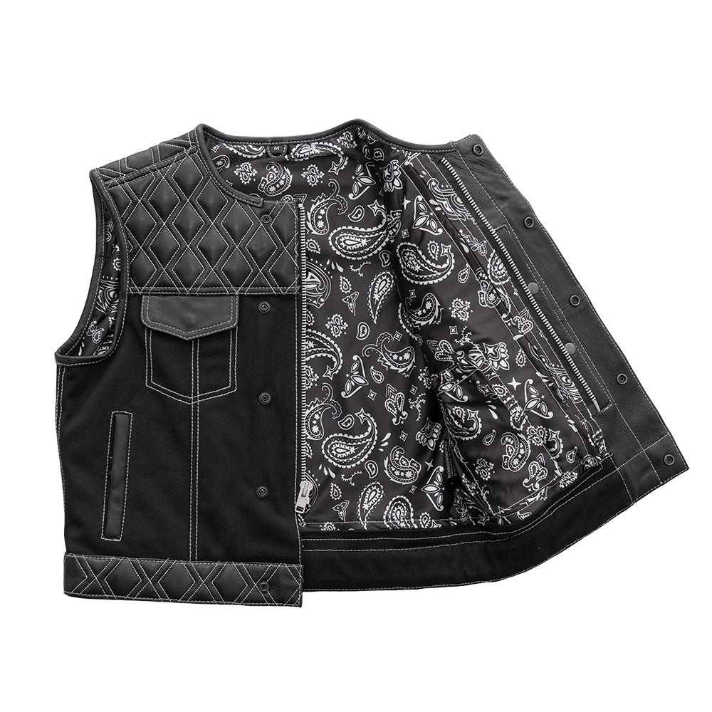 Stinger - Men's Club Style Leather/Canvas Vest (Limited Edition) Factory Customs First Manufacturing Company