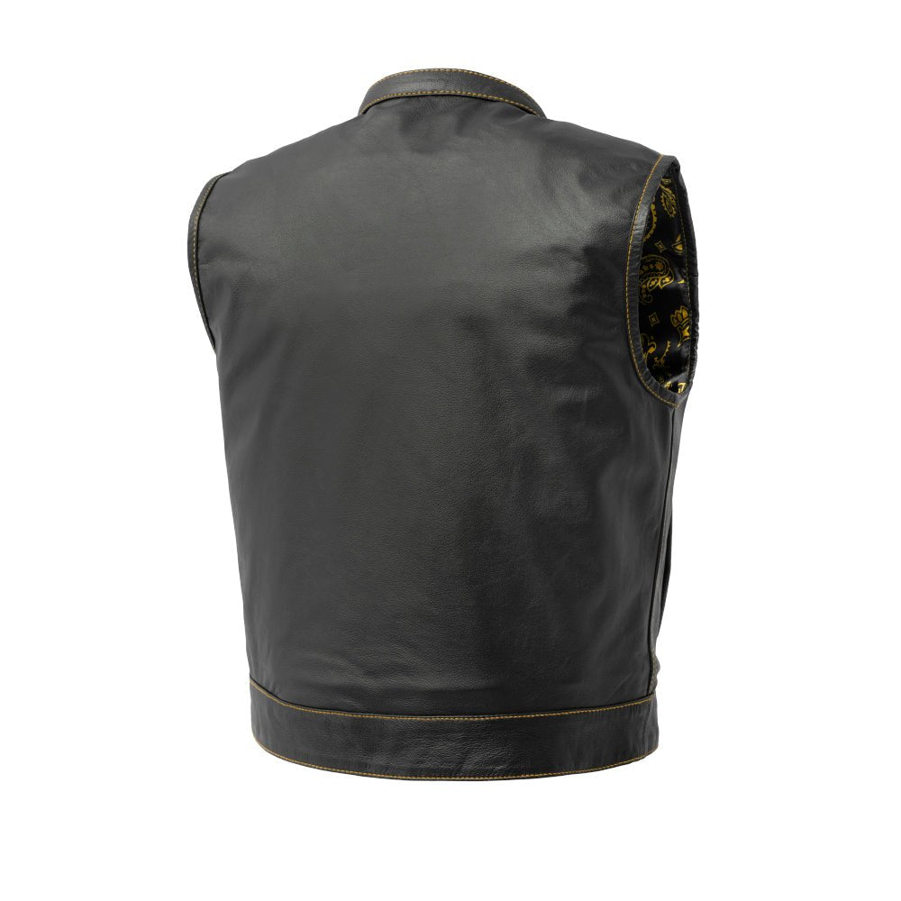 The Club Cut Men's Motorcycle Leather Vest, Multiple Color Options Men's Leather Vest Vests