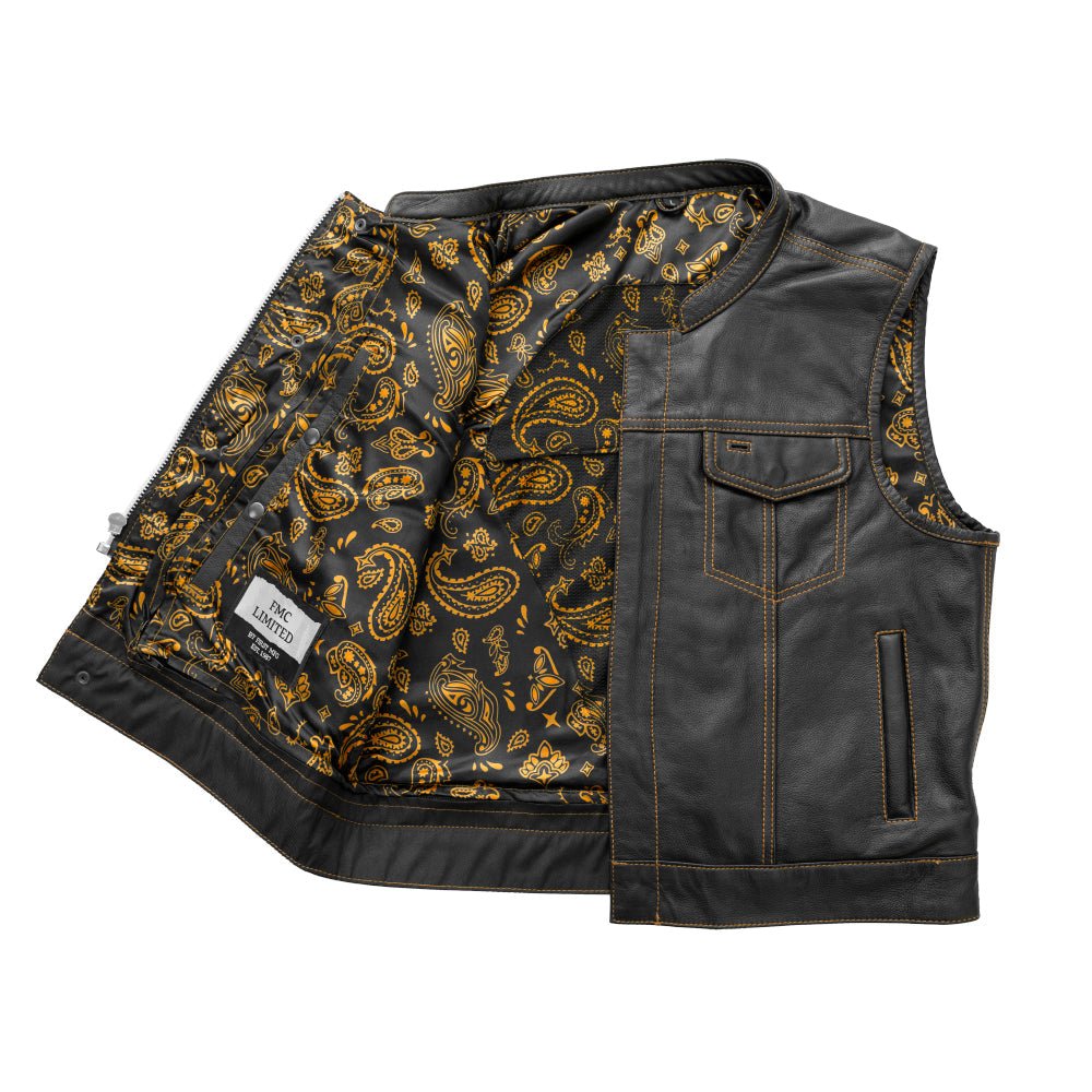 The Club Cut Men's Motorcycle Leather Vest, Multiple Color Options Men's Leather Vest Vests