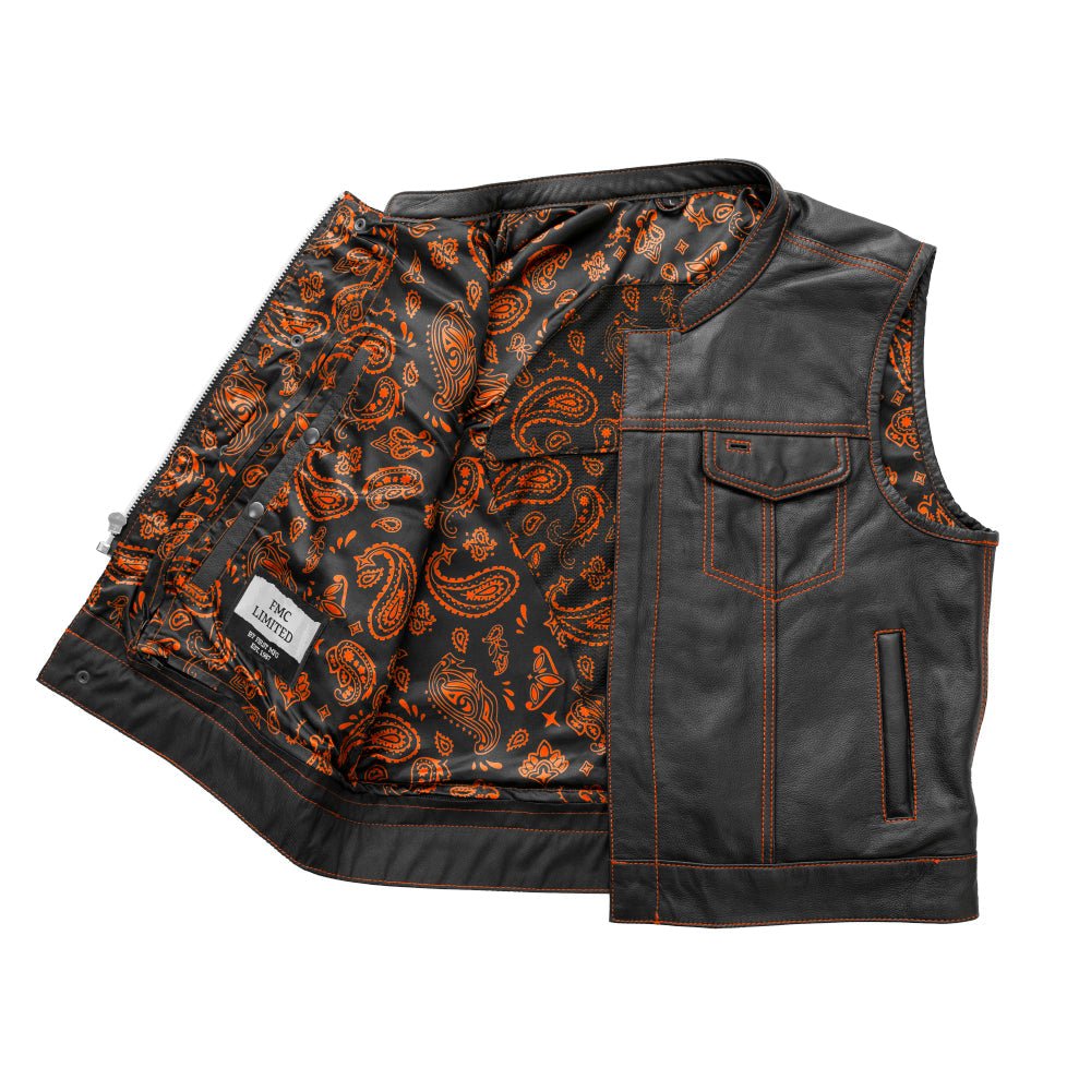 The Club Cut Men's Motorcycle Leather Vest, Multiple Color Options Men's Leather Vest Vests
