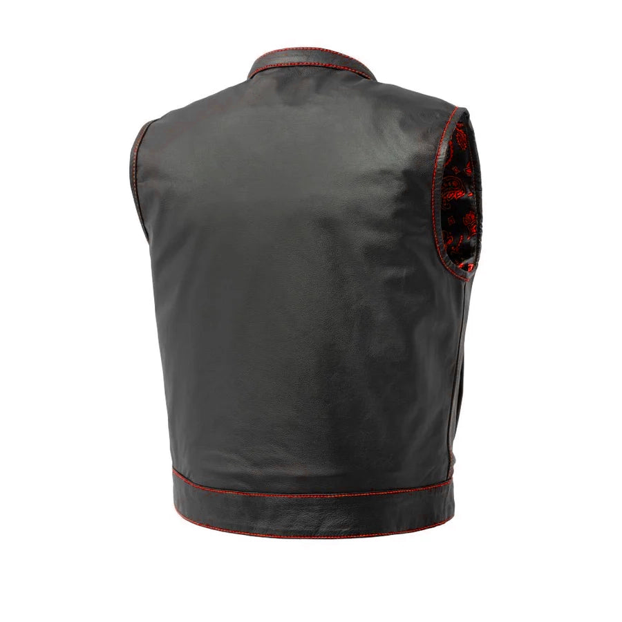 The Club Cut Men's Motorcycle Leather Vest, Multiple Color Options Men's Leather Vest Vests