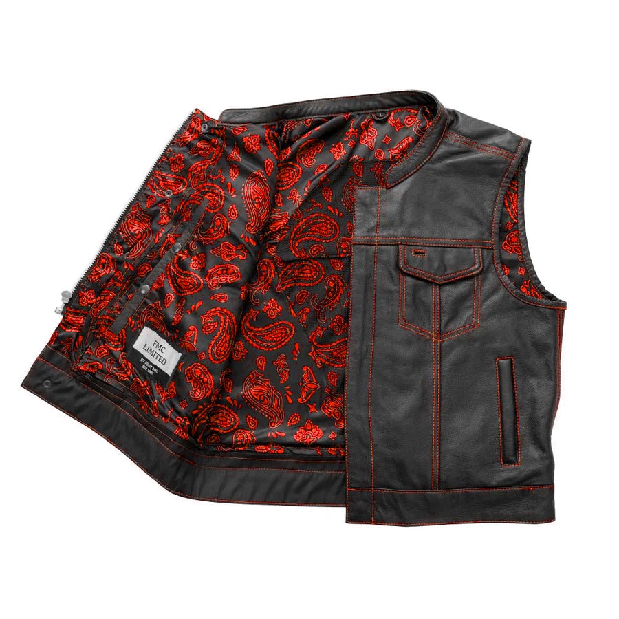 The Club Cut Men's Motorcycle Leather Vest, Multiple Color Options Men's Leather Vest Vests