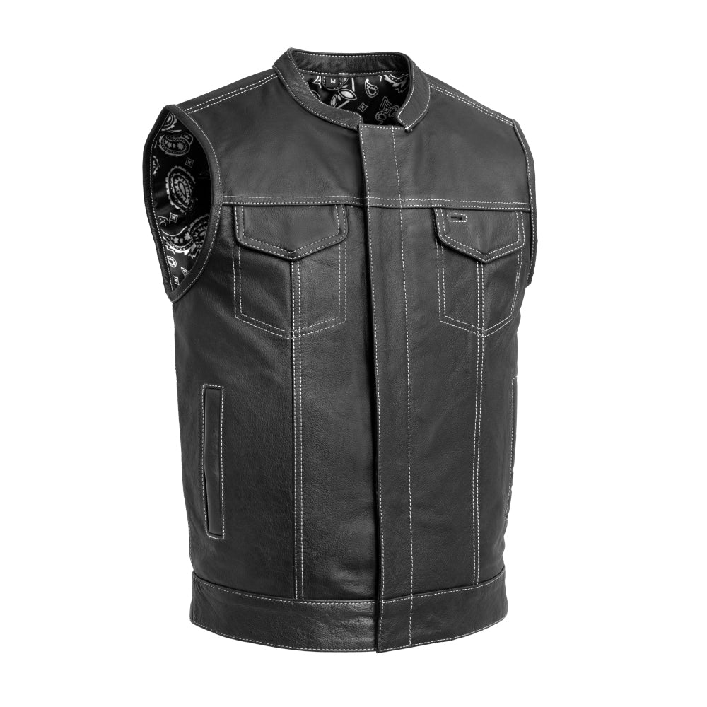 The Cut Men's Motorcycle Leather Vest, Multiple Color Options Men's Leather Vest Vests Green 4XL